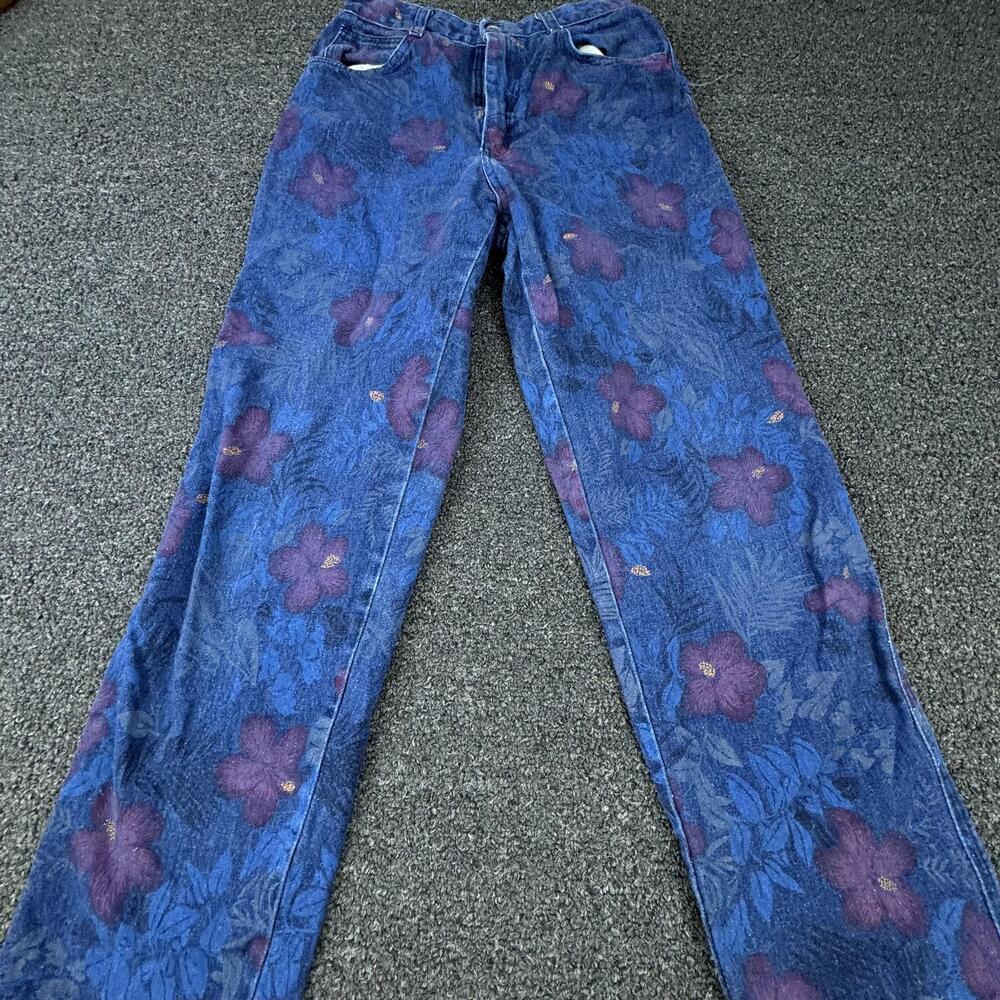 OVER THE TOP Jeans Womens 4 Blue Floral Straight Dark Wash 5-Pocket Cotton